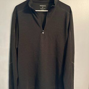 Mens Dark Green Reebok Lightweight Quarter Zip Pullover, Size Medium